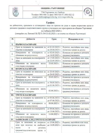 Прием в Първа група за 2023/2024 учебна година 1